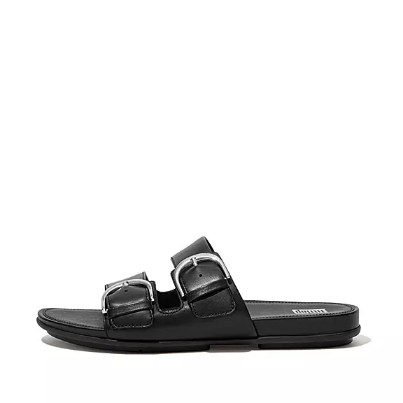 Ciabatte Donna FitFlop GRACIE Fibbia Pelle Nere | 15159348