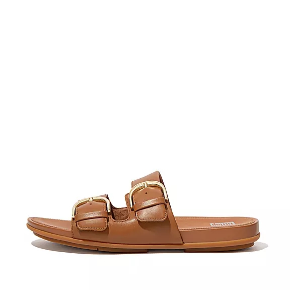 Ciabatte Donna FitFlop GRACIE Fibbia Pelle Marroni Chiaro | 91066561
