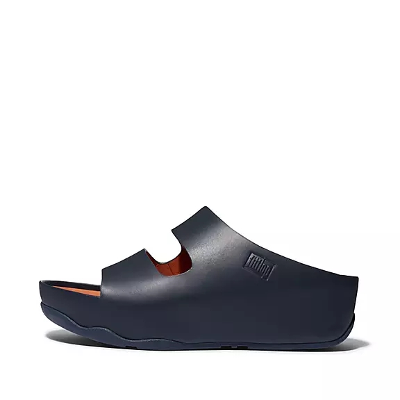Ciabatte Donna FitFlop SHUV Two-Bar Pelle Blu Marino | 66044271
