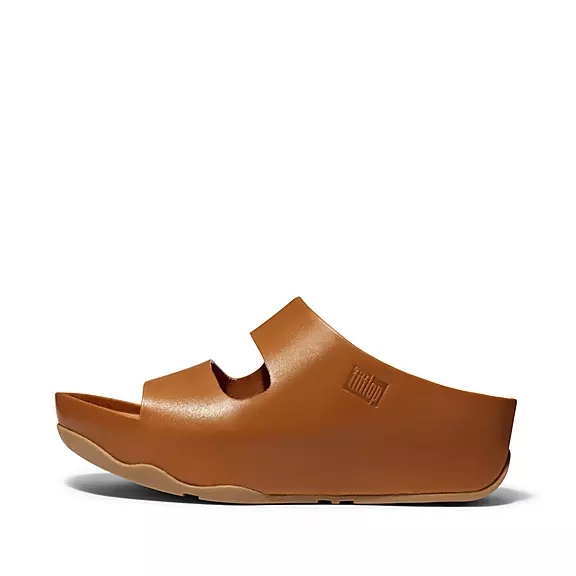 Ciabatte Donna FitFlop SHUV Two-Bar Pelle Marroni Chiaro | 96403064