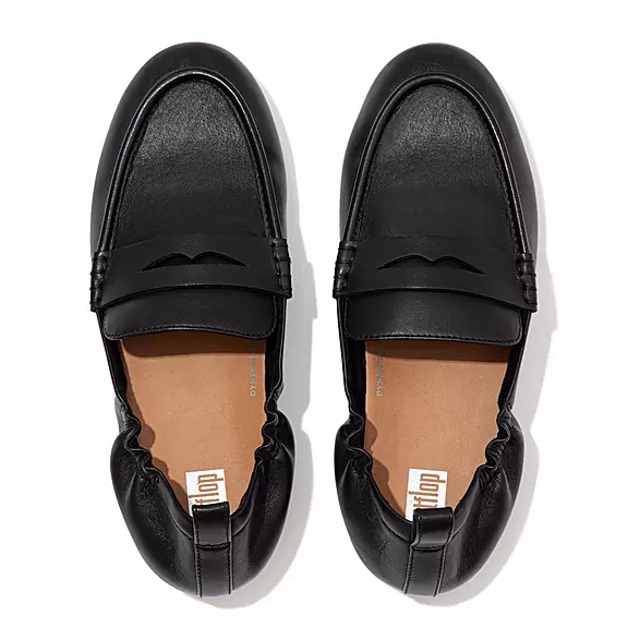 Mocassini Donna FitFlop ALLEGRO Pelle Penny Nere | 53508607