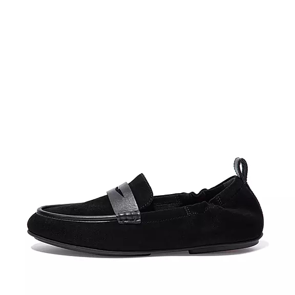 Mocassini Donna FitFlop ALLEGRO Pelle Scamosciata Penny Nere | 13675788