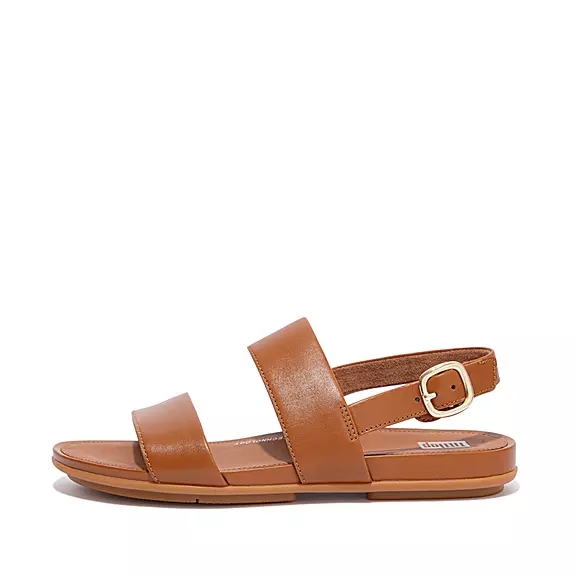 Sandali Con Cinturino Sul Retro Donna FitFlop GRACIE Pelle Marroni Chiaro | 32665426