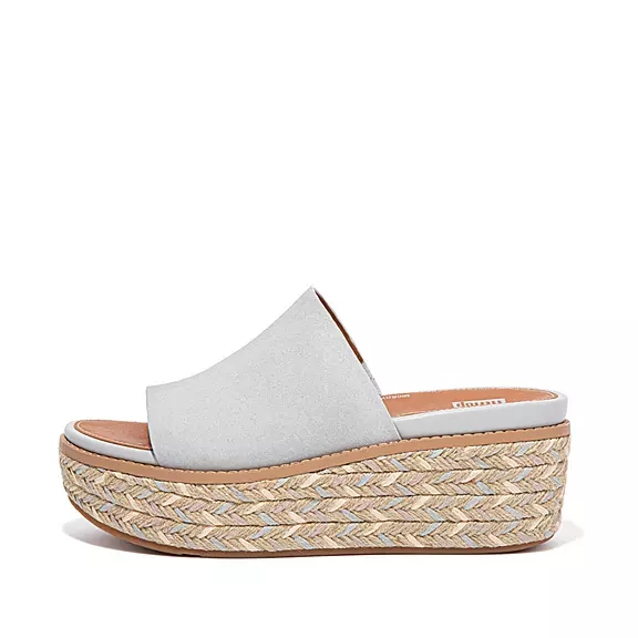 Sandali Con Plateau Donna FitFlop ELOISE Espadrillas Pelle Scamosciata Wedge Grigie | 90971163