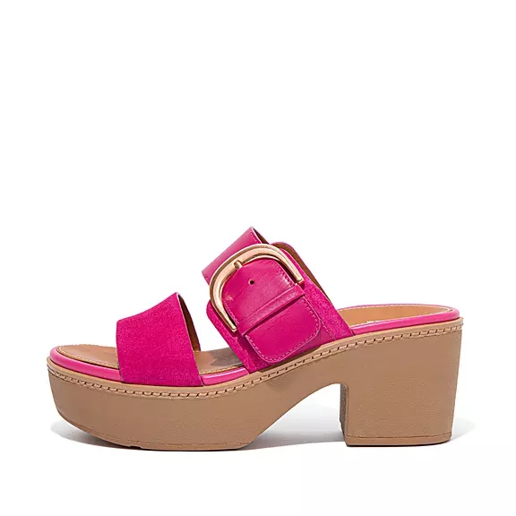 Sandali Con Plateau Donna FitFlop PILAR Pelle Scamosciata-Mix Fucsia Rosa | 91220552