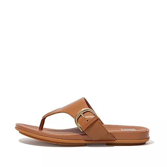 Sandali Con Puntale Donna FitFlop GRACIE Fibbia Pelle Marroni Chiaro | 57681340