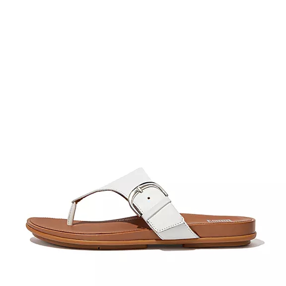 Sandali Con Puntale Donna FitFlop GRACIE Fibbia Pelle Bianche | 87858110
