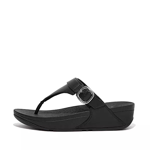 Sandali Con Puntale Donna FitFlop LULU Adjustable Pelle Nere | 34053388