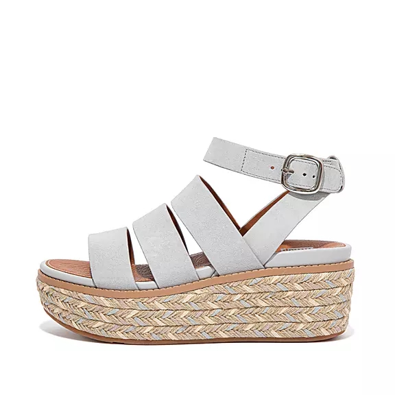 Sandali Con Zeppa Donna FitFlop ELOISE Espadrillas Pelle Scamosciata Grigie | 46093134