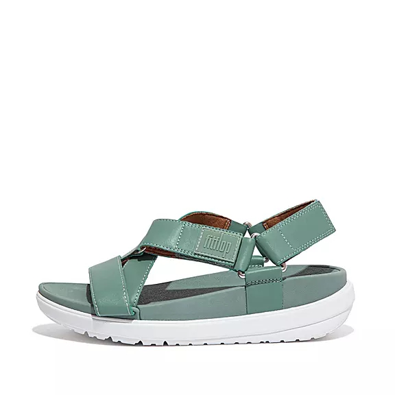 Sandali Donna FitFlop LOOSH Pelle Cross-Cinturino Verdi | 75823922