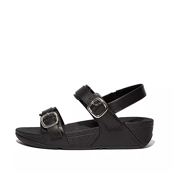 Sandali Donna FitFlop LULU Adjustable Pelle Nere | 91892365