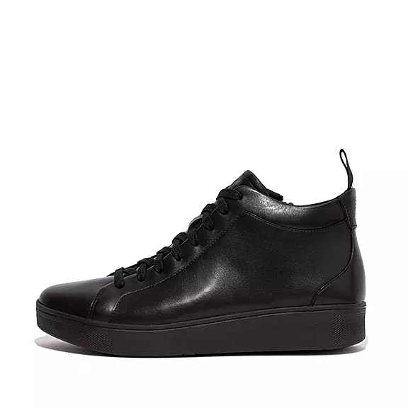 Scarpe Da Ginnastica Donna FitFlop RALLY Pelle High-Top Nere | 17961953