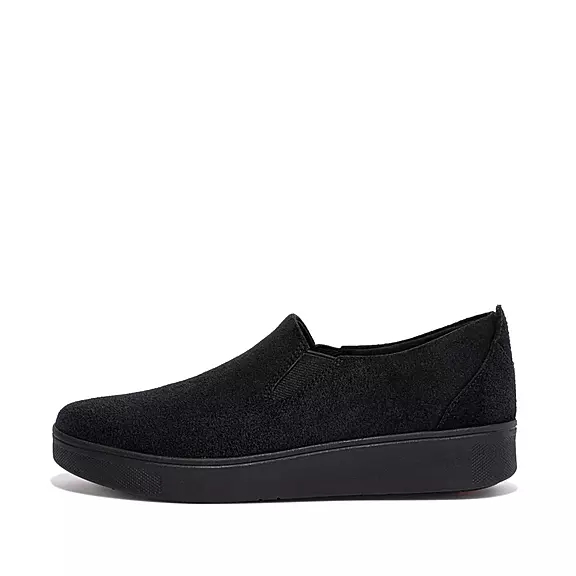 Scarpe Da Ginnastica Donna FitFlop RALLY Pelle Scamosciata Slip-On Nere | 68207056
