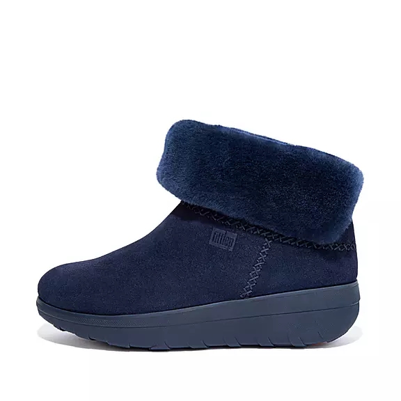 Stivaletti Donna FitFlop MUKLUK SHORTY Shearling-Foderati Pelle Scamosciata Blu Marino | 56294898
