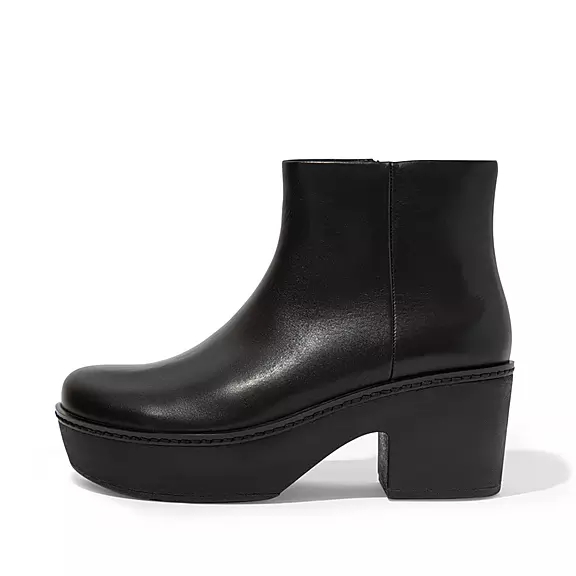 Stivaletti Donna FitFlop PILAR Pelle Platform Nere | 15813732
