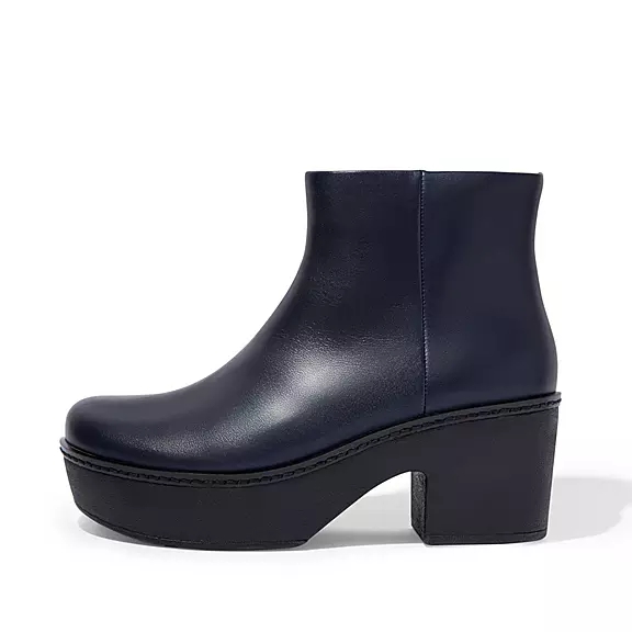 Stivaletti Donna FitFlop PILAR Pelle Platform Blu Marino | 96938162