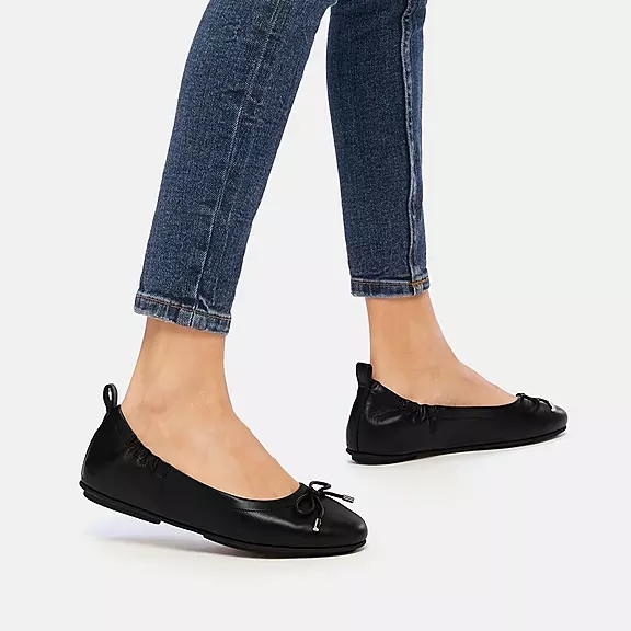 Ballerine Donna FitFlop ALLEGRO Bow Metallic Pelle Nere | 11524983