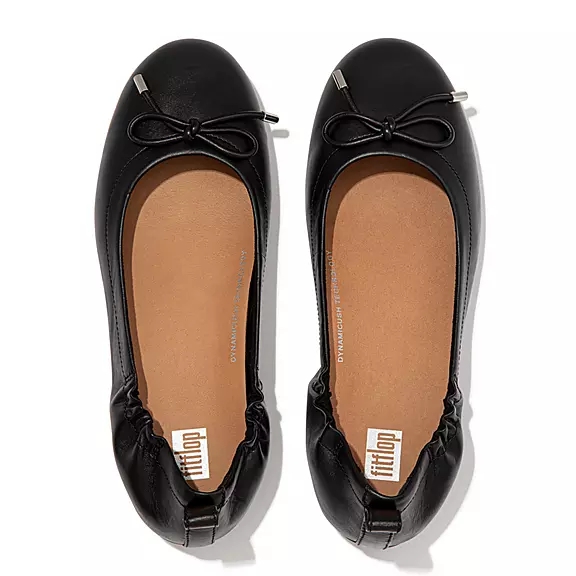 Ballerine Donna FitFlop ALLEGRO Bow Metallic Pelle Nere | 11524983