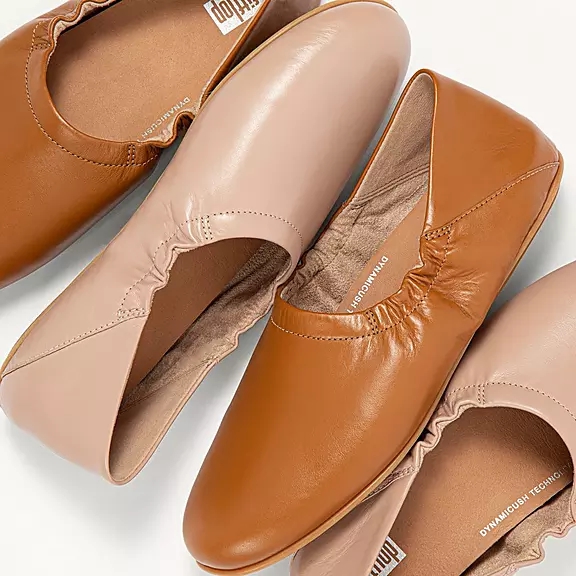 Ballerine Donna FitFlop ALLEGRO Fold-Down Back Pelle Beige | 70288518