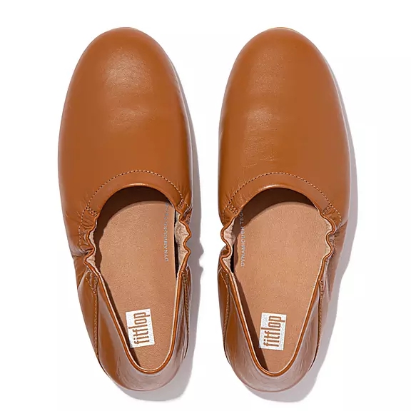 Ballerine Donna FitFlop ALLEGRO Fold-Down Back Pelle Marroni Chiaro | 79405226