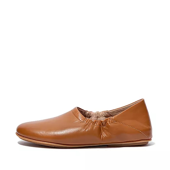 Ballerine Donna FitFlop ALLEGRO Fold-Down Back Pelle Marroni Chiaro | 79405226