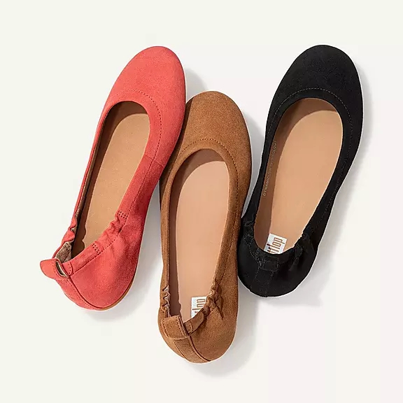 Ballerine Donna FitFlop ALLEGRO Pelle Scamosciata Marroni Chiaro | 43300996