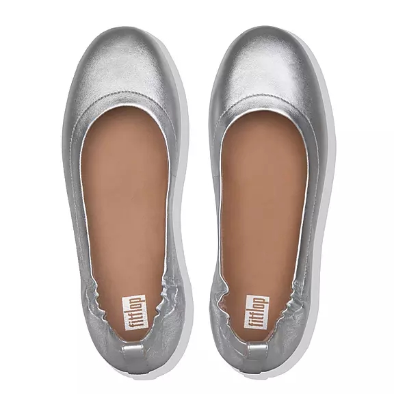Ballerine Donna FitFlop ALLEGRO Soft Pelle Argento | 51573219