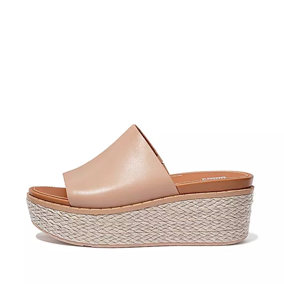Ciabatte Donna FitFlop ELOISE Espadrillas Pelle Wedge Beige | 66918245
