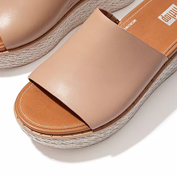 Ciabatte Donna FitFlop ELOISE Espadrillas Pelle Wedge Beige | 66918245