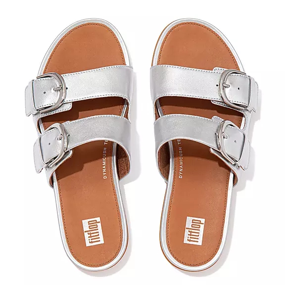 Ciabatte Donna FitFlop GRACIE Fibbia Pelle Argento | 66357148