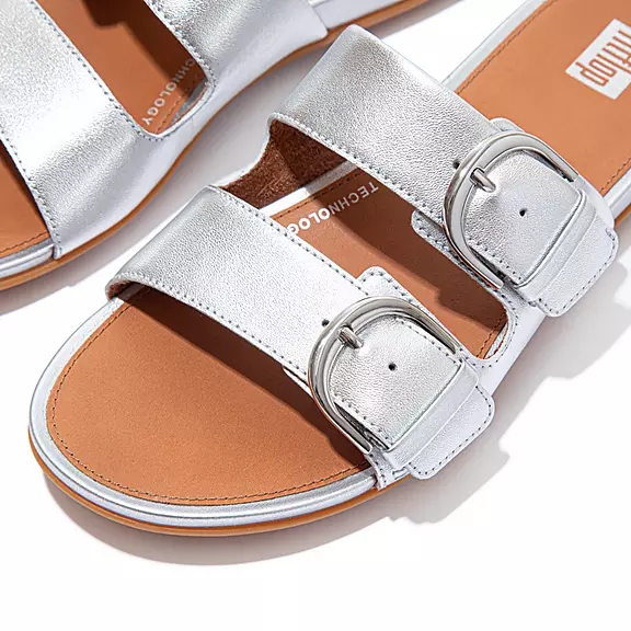 Ciabatte Donna FitFlop GRACIE Fibbia Pelle Argento | 66357148