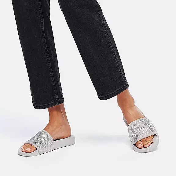 Ciabatte Donna FitFlop IQUSHION Acqua-Resistant Crystal Argento | 44117909