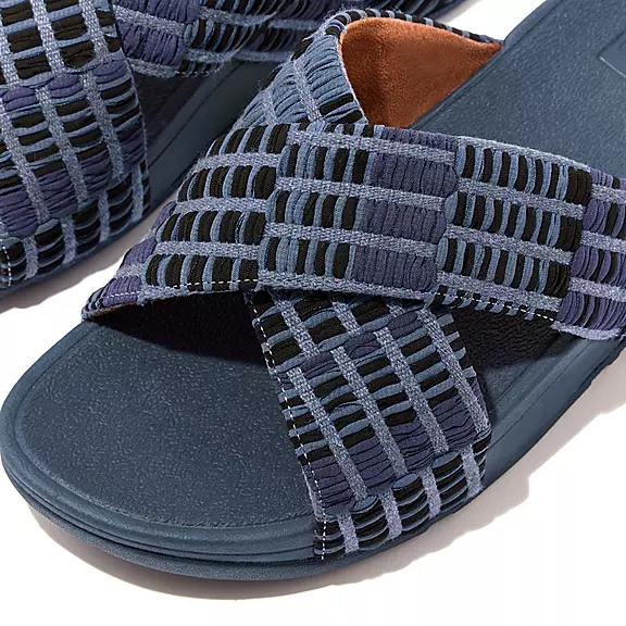 Ciabatte Donna FitFlop LULU Art-Denim Cross Blu Marino | 66732713