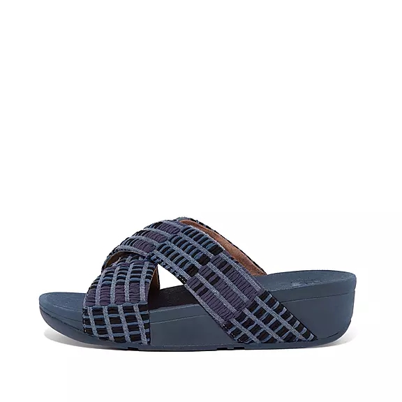 Ciabatte Donna FitFlop LULU Art-Denim Cross Blu Marino | 66732713