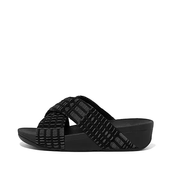 Ciabatte Donna FitFlop LULU Art-Denim Cross Nere | 86504296