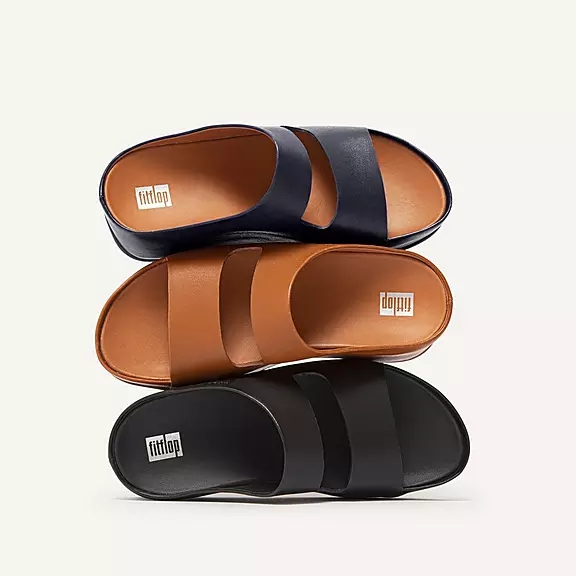 Ciabatte Donna FitFlop SHUV Two-Bar Pelle Nere | 44276247