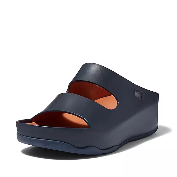 Ciabatte Donna FitFlop SHUV Two-Bar Pelle Blu Marino | 66044271