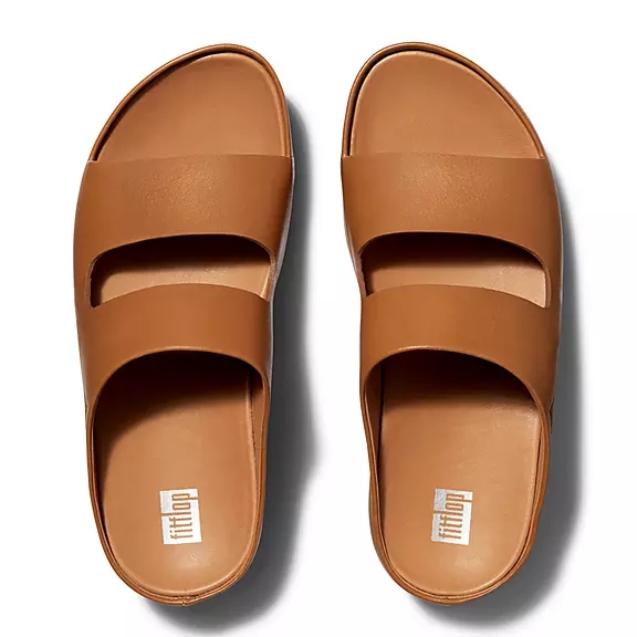 Ciabatte Donna FitFlop SHUV Two-Bar Pelle Marroni Chiaro | 96403064