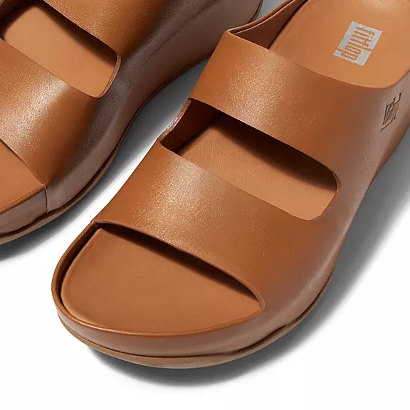 Ciabatte Donna FitFlop SHUV Two-Bar Pelle Marroni Chiaro | 96403064