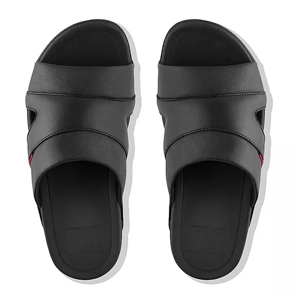 Ciabatte Uomo FitFlop FREEWAY Pelle Pool Nere | 76424873