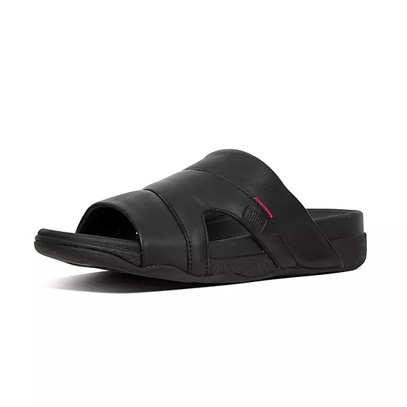 Ciabatte Uomo FitFlop FREEWAY Pelle Pool Nere | 76424873