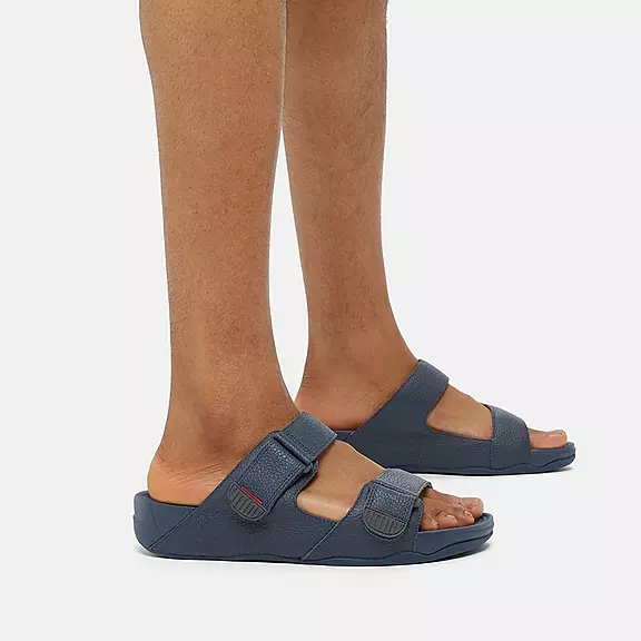 Ciabatte Uomo FitFlop GOGH MOC Adjustable Pelle Blu Marino | 48753790