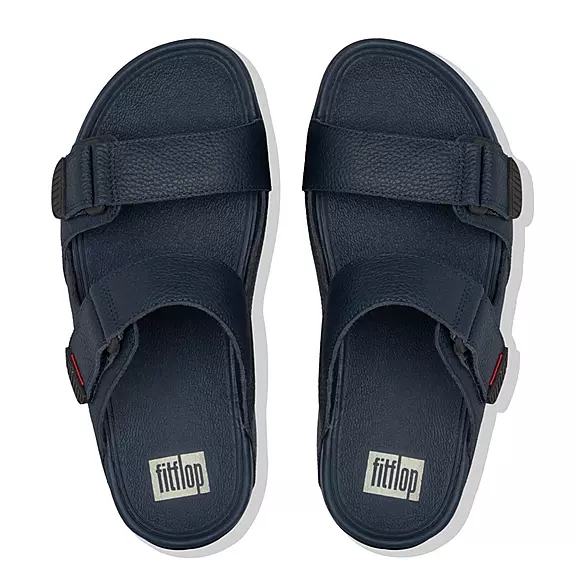 Ciabatte Uomo FitFlop GOGH MOC Adjustable Pelle Blu Marino | 48753790