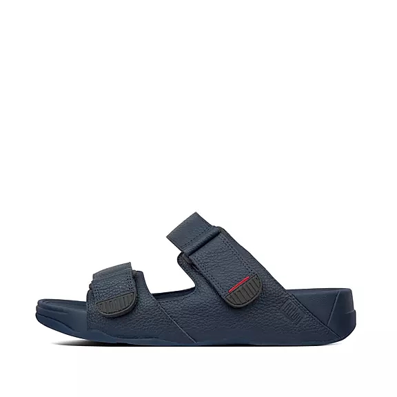 Ciabatte Uomo FitFlop GOGH MOC Adjustable Pelle Blu Marino | 48753790
