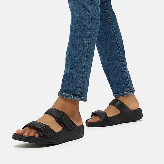 Ciabatte Uomo FitFlop GOGH MOC Adjustable Pelle Nere | 95881437