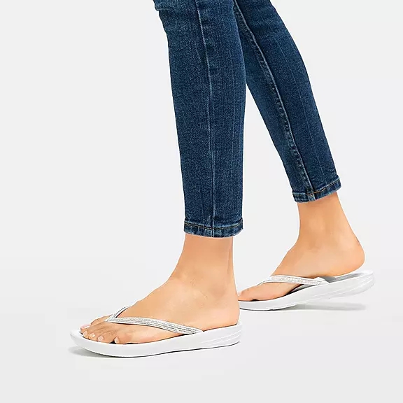 Infradito Donna FitFlop IQUSHION Sparkle Ergonomic Bianche | 28583878