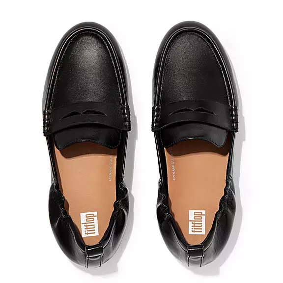 Mocassini Donna FitFlop ALLEGRO Metallic Pelle Penny Nere | 51111006