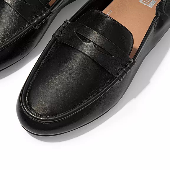 Mocassini Donna FitFlop ALLEGRO Metallic Pelle Penny Nere | 51111006