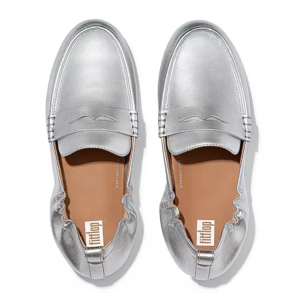 Mocassini Donna FitFlop ALLEGRO Metallic Pelle Penny Argento | 58461255