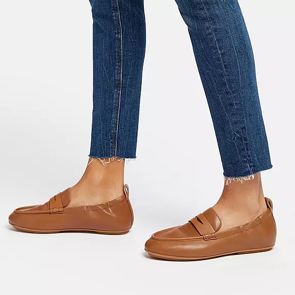 Mocassini Donna FitFlop ALLEGRO Pelle Penny Marroni Chiaro | 34497066